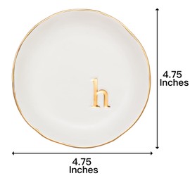 COLLECTIVE HOME - Ceramic Jewelry Tray, Decorative Trinket Dish for Rings Earrings Necklaces Bracelet Watch Keys, Birthday Mother's Day Christmas Gift for Women, 4.75", White Surface (H)