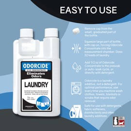 Odorcide Odorcide Concentrated Fresh Linen Scent Laundry Odor Eliminator for Strong Odor, All Laundry Uses C Safe, Non-Enzymatic Odor Neutralizer C Laundry Odor Remover for Smoke, Sweat & Pet Odors (16oz)