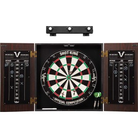 Viper Stadium Cabinet with Shot King Sisal Dartboard & Shadow Buster Dartboard Lights, Black