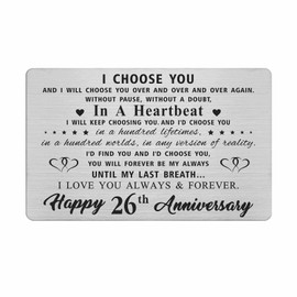 26th Anniversary Card Gifts for Him, 26th 26 Year Wedding Anniversary Wallet Card Gifts for Men Husband