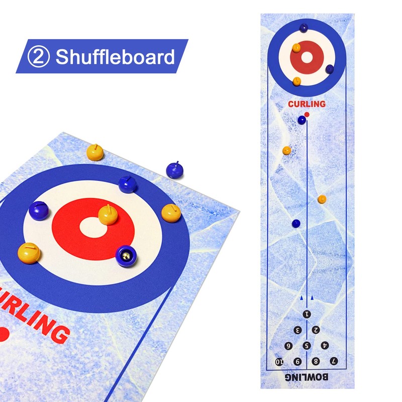 3 in 1 Shuffleboard Bowling Curling Game, Shuffleboard Table Top