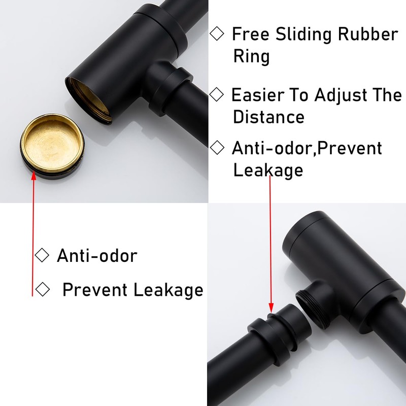 RANDOM Brass Round Bottle P Trap 1 1/4,Raise and Lengthen