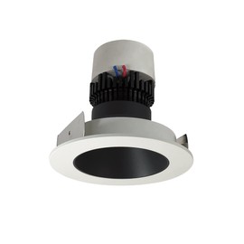 Nora NPR-4RNDCCDXBW | 4" Pearl LED Round Die-Cast Aluminum Retrofit Downlight | Comfort Dim | 800lm | 12W | 90+ CRI | Dimmable | Wet Rated | Black Reflector | White Trim