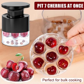 Cherry Stoner Remover,Push Type Cherry Corer,New 7 Holes Multi Hole Cherry Pitter,Portable Easy Squeeze Cherry Tool,Food Grade Plastic Multi Cherry Destoner for Making Cherry Pie and Jam