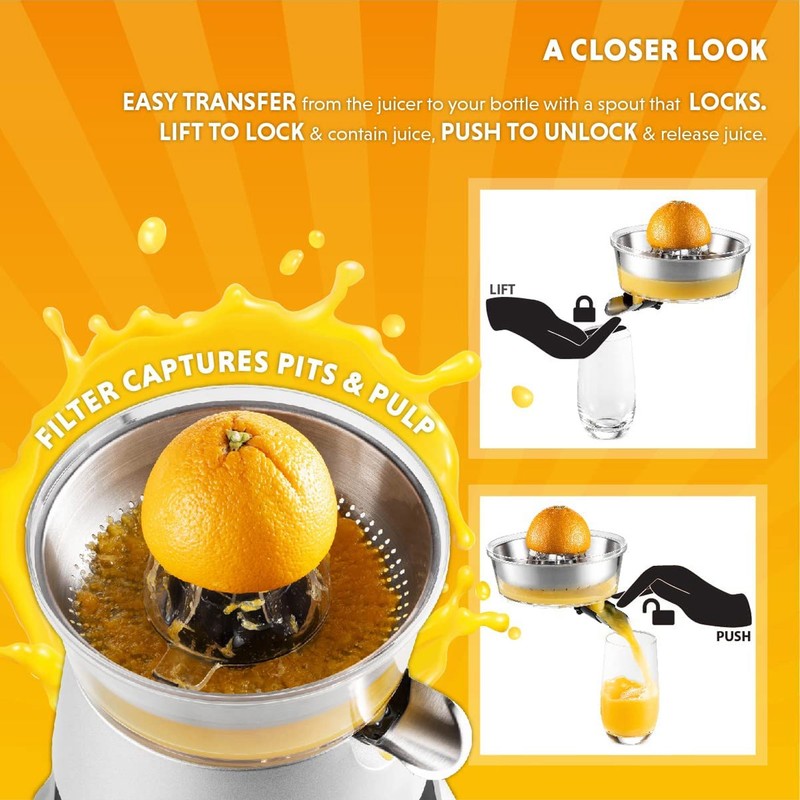 Electric Juicer Quiet 400W Stainless Steel Automatic Citrus Squeezer with