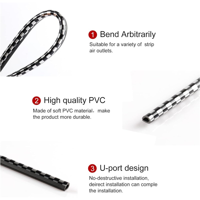 20 Pieces Car Air Conditioner Ventilation Decorative Strips, Waterproof Bendable