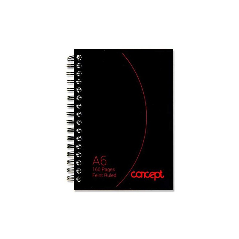 Premier Stationery Concept A6 160pg Wiro Notebook., Black, 24107