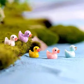 CAABISO 120 Pcs Mini Colorful Resin Ducks Bulk to Hide, Tiny Ducks Glow in The Dark Mini Figures Miniature Duck for Garden Dollhouse Family Crafts Ornament Potted Decorations DIY, Colorful
