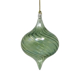 Egyptian Museum Green Swirl Onion Glass Ornament – Handblown Egyptian Ornament, 5"