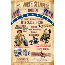 Ft Worth Old West Rodeo Poster sizes up to 24 x 36 prints Cowboys &Tin Signs - 8 x 12 Inches