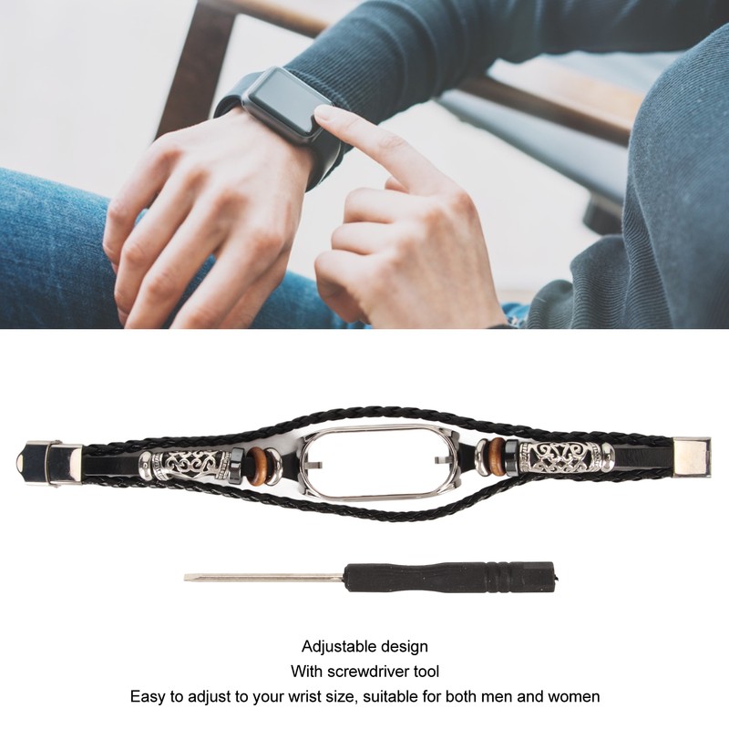 Leather Strap for Xiaomi 7 NFC Bracelet Metal Buckle Ethnic
