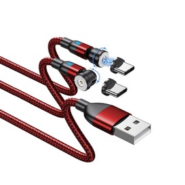 BITHAI Magnetic Charging Cable 2 Pack 360°& 180° Magneti c Charger Magnetic Phone Charger Cable 2.4A USB C Charging Cable for Type C (10ft*2)