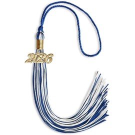 Endea Graduation Endea Graduation Mixed Double Color Tassel with Gold Date Drop (Royal Blue/White, 2026)