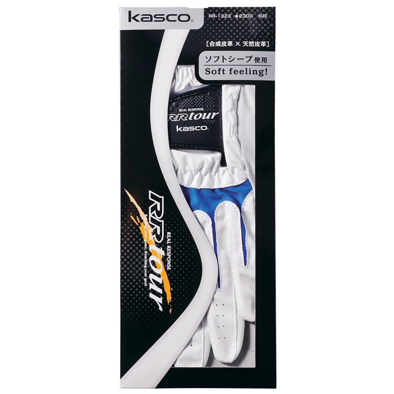 Kasco Golf Gloves, Men's RR-1323, Right Handed, White/Blue, 24