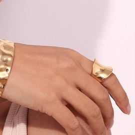 ONBRIG 14K Gold Rings for Women Chunky Gold Rings That Don't Tarnish Size 6-11 Gold Statement Rings for Women Gold Thick Rings for Women Men(8, Gold)