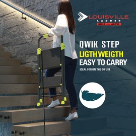 Louisville Ladder Qwik Step 2 Step Ladder, Step Stool with Anti-Slip Step, 375lb Load Capacity, L-4461-02