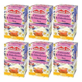 Fenjan Camomile & Elderflower Tea, Cleansing & Fruity, 20 Tea Bags | 6 Pack | 120 Tea Bags in Total