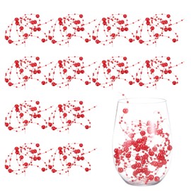 uxcell 12pcs Artificial Pearl String for Floating Candle, 9.8" Floating Faux Beads Pearl for Centerpiece Vases Filler Wedding Christmas Party Garland Decoration (Red)