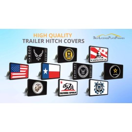 BestLicensePlateFrames Billet Aluminum Car Trailer/Tow Hitch Cover & Chrome Emblem - Flag of California