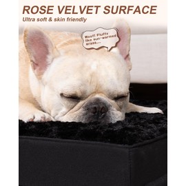 KSIIA Dog Crate Bed Waterproof Large Dog Bed Soft Rose Velvet Supportive Kennel Pad Egg Crate Foam with Removable Washable Cover & Non-Slip Bottom, 35 x 22 Inch, Black