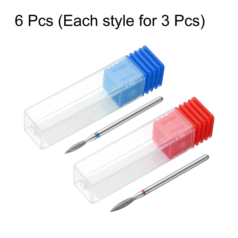 HARFINGTON 6pcs 120-140/200-230 Grits Diamond Grinding Bit 2.2/2.5mm Oval Head