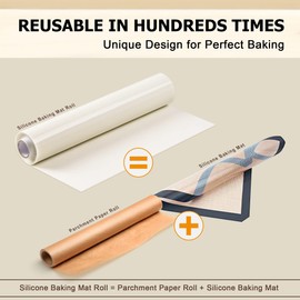 MMmat Silicone Baking Mat Roll - Best German Silicone - Non-Slip Silicone Pastry Mat, Non-Stick Reusable Air Fryer Linner, Counter Mat, Oven Liner, Freeze Dryer Mat - 16IN x 8FT