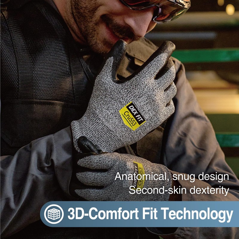 DEX FIT Level 5 Cut Resistant Gloves Cru553, 3D Comfort