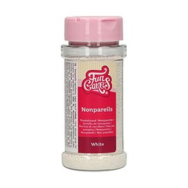 FunCakes Nonpareils Weiß: Kuchenstreusel, guter Geschmack, perfekt zum Dekorieren von Kuchen. 80 g.