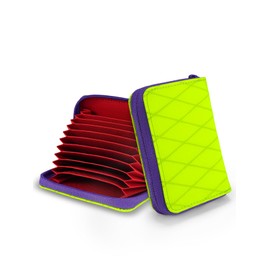 TACTICAL_GEEK PC1 EDC Wallet 11 Compartment Nylon Credit Card Sleeves for Credit Cards Lightweight Waterproof Zip Wallet Minimalist Wallet for Men and Women with Coin Pocket, X-pac Lemon Green, Modern