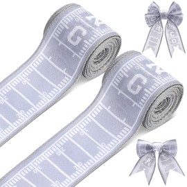 Waydress 2 Rolls 13 Yards Homecoming Wired Edge Ribbon, 2.5 Inch Silver Burlap Homecoming Mum Ribbon for Back to School Gift DIY Wrapping Floral Arrangement Craft Supplies