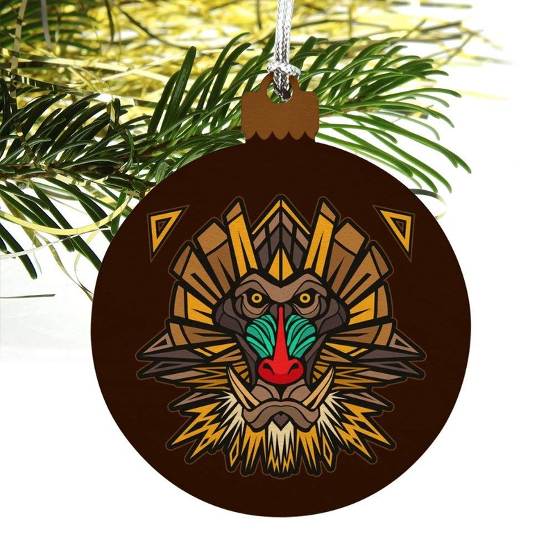GRAPHICS & MORE Mandrill Baboon Face Monkey Primate Wood Christmas