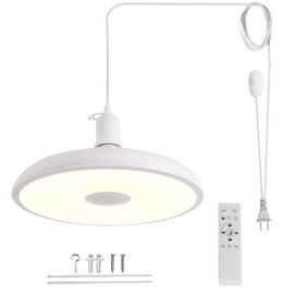 HOREVO Plug in Pendant Light Hanging Light Fixture for Kitchen Island 18W Farmhouse Adjustable Pendant Lighting with Color Change for Kitchen, Bar, Sink, Dining Room, Bedroom, Living Room, Entryway.