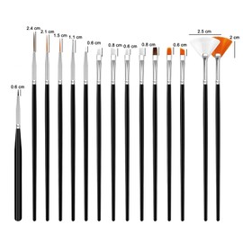 17 Stück Nagel Pinsel Set, Nagelpinsel, Pinsel für Gelnägel Nagelpinsel Set, Gel Pinsel Dotting Painting Line Pen für Lack Gel Acryl Nagel Pinsel Nailart Nageldesign Pinsel Kit, 2 Nagelfeile