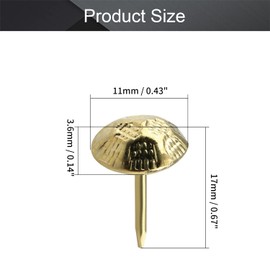 MroMax Upholstery Nails Tacks 0.43" Head Dia Iron Vintage Style Metal Round Thumb Push Pins 0.67" Height for Furniture Decoration Chair Hardware Cork Board Sofa Headboards Golden Tone 100Pcs