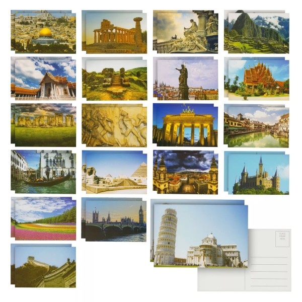 40 Pack Bulk Travel Postcards From Around the World for