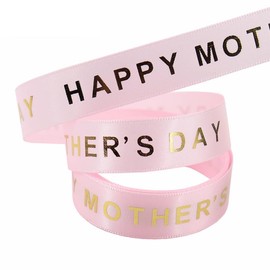 Garneck 10 Yards Grosgrain Mother's Day Ribbon - Pink Satin Crafting Ribbons for Wrapping - Hair Bows Bouquets and Party Decorations for Celebrating Moms