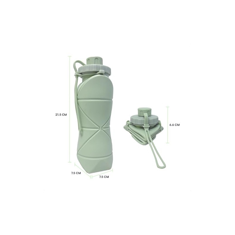 Termo Plegable de Silicona 600 ml, Botella Portátil Antiderrames para