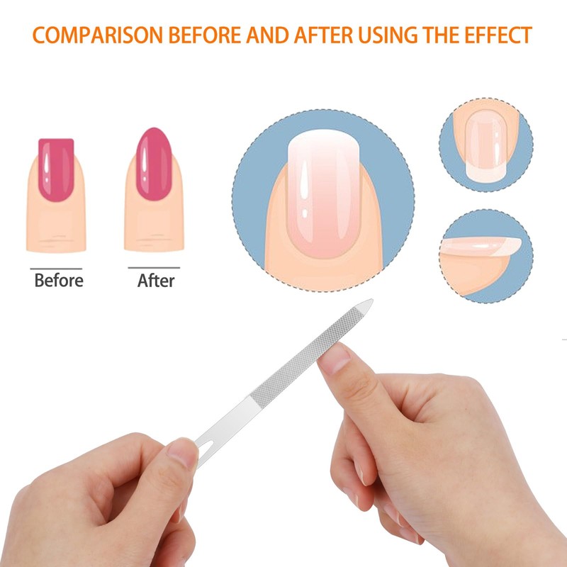 6-Piece Stainless Steel Nail File Set with Cleaner Tip -