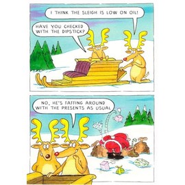 Humorous Christmas Card (PLK4227) - Check with the Dipstick - Santa & Co Range