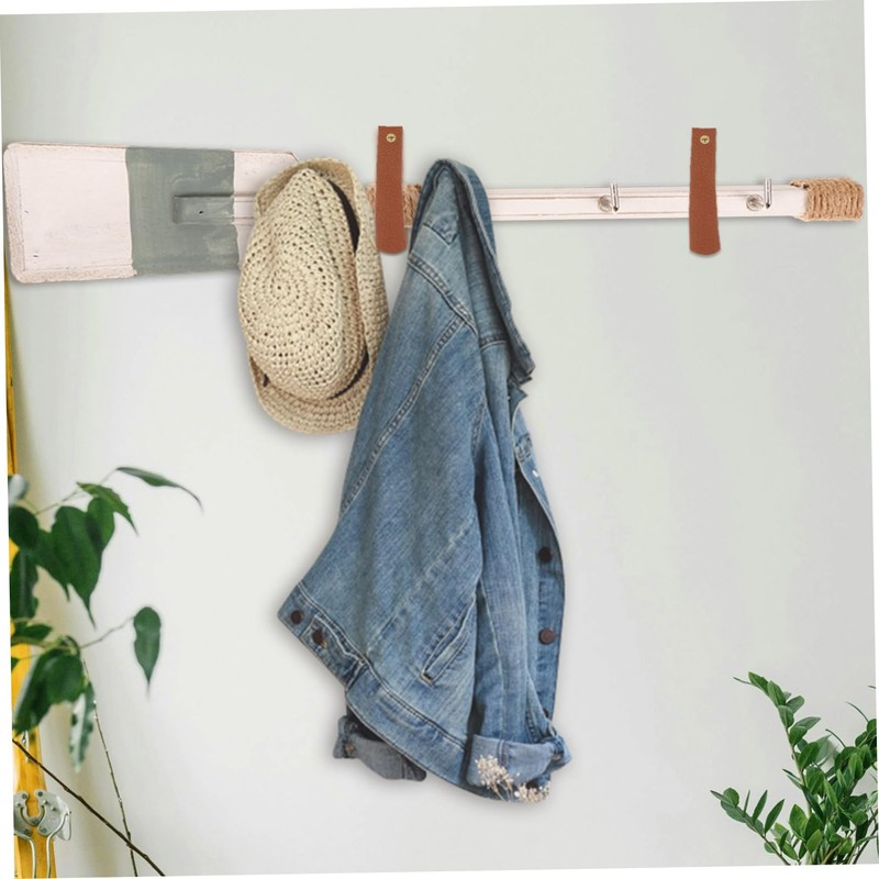 ABOOFAN 4Pcs Leather Hanging Straps Wall Hooks for Towels Clothes