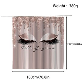 FAIRYGATE Bathroom Curtains Shower Girls Eyelash Shower Curtain Fashion Woman Eyebrow Bath Curtain Girly Lovely Eyes Pattern with 12 Hooks Stylish Waterproof Stalls Bathtubs B8315