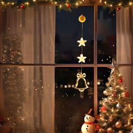 MagiSel Weihnachtsbeleuchtung, Wasserfall, Schneeflocke, LED-Lichterkette, batteriebetriebene Lichterkette, Weihnachtsdekoration, für Weihnachtsbaum, Fenster, Tür, Bar (Glocke)