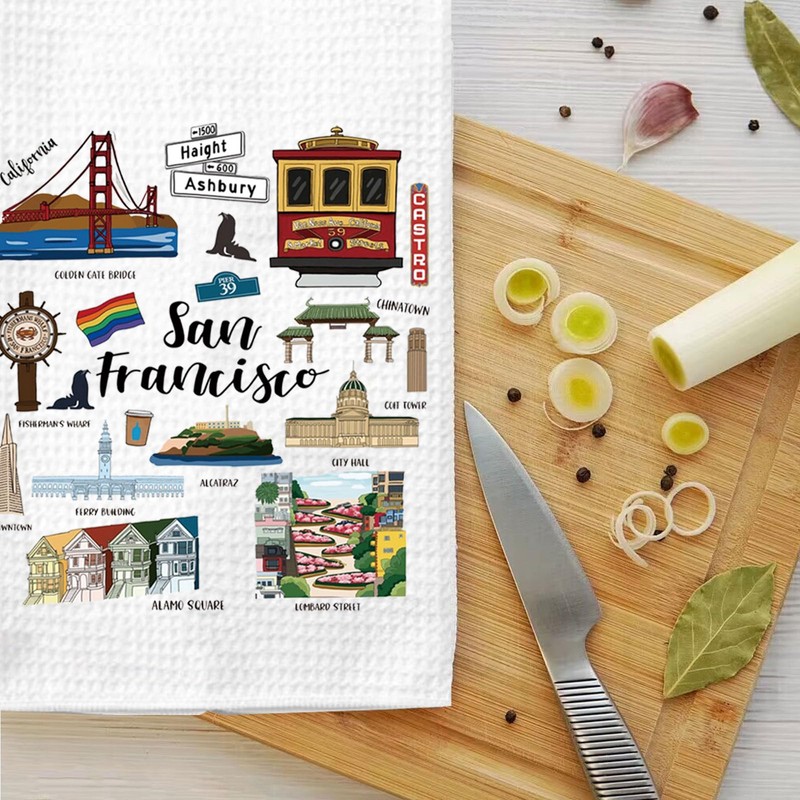 LEVLO San Francisco Kitchen Towel San Francisco Souvenir Gift San