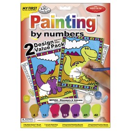 ROYAL BRUSH My First Paint by Number Kit 8.75"X11.375" 2/Pkg, Dinosaurs & Volcano