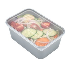 Restaurantware Futura 32 Ounce Meal Prep Containers With Lids 100 Microwavable To Go Containers - Insert Sold Separately Disposable Silver Plastic Food Containers With Lids For Lunch Or Take Out