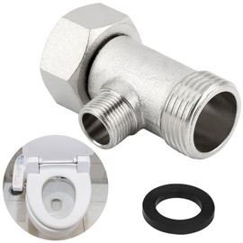 Bidet T Adapter with Rubber Washer, Metal T-Valve 3 Way Tee Connector Bidet Attachment for Toilet/Household Shower/Pipe Connection(COLOR:Silver)