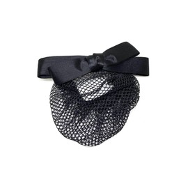 Wumio Chignon Net with Net, Black, 1 Piece, Simple, Everyday Use, Work, Hospitality, Ceremonies, School Entrance Ceremonies, Job Hunting, Chignon, Bun Bow, Hair Ornament, Elegant Ribbon Barrette