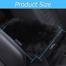 LKAHG Car Armrest Cushion Pad, Soft Furry Automotive Center Console Cover, Fluffy Comfortable Vehicle Interior Armrest Cushion Protector Accessories, Universal for RV, SUV, Truck (Black)