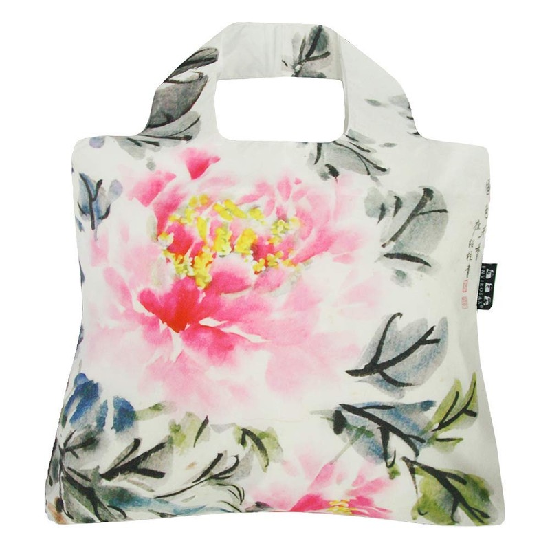 Envirosax Reusable Grocery Bags, Set of 5, Multicolored Peony Design