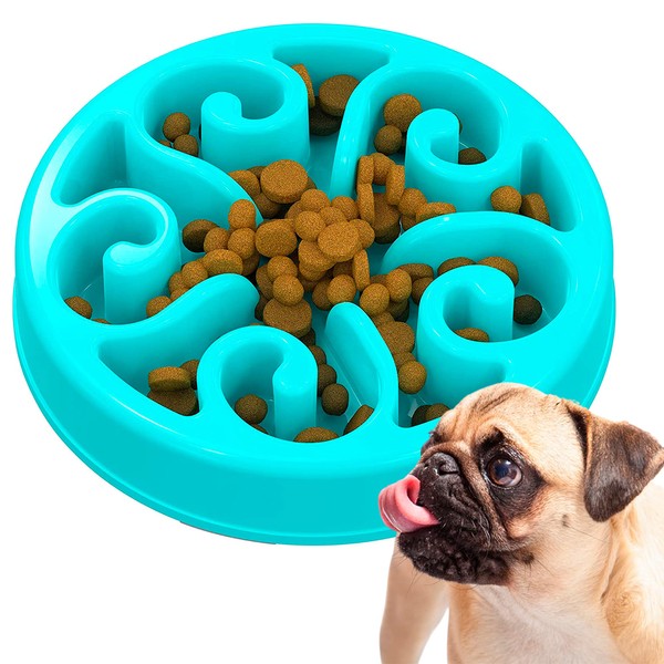 Edipets, Dog Bowl, Anti-Slinging Bowl, Slow Feeding, for Medium and Large Pets, Interactive Bowl, Extends Feeding Time (Blue)
